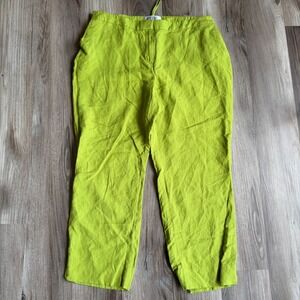 Vintage Kasper Linen Blend Cropped Pants Trousers Size 14 Flat Front Lightweight